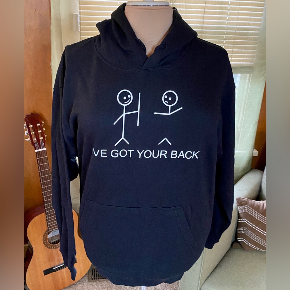 "I've Got Your Back" Pullover Hoodie - Black (Unisex - Size L)